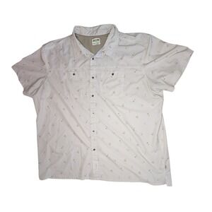 Lake & Trail Mens XXXL Short Sleeve Button Up Outdoor Shirt Tan Camping Print